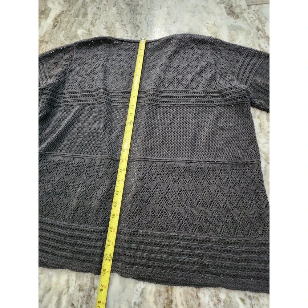Woman's Sweater Cardigan 1X Black 3/4 Sleeve Plus size - Picture 6 of 6